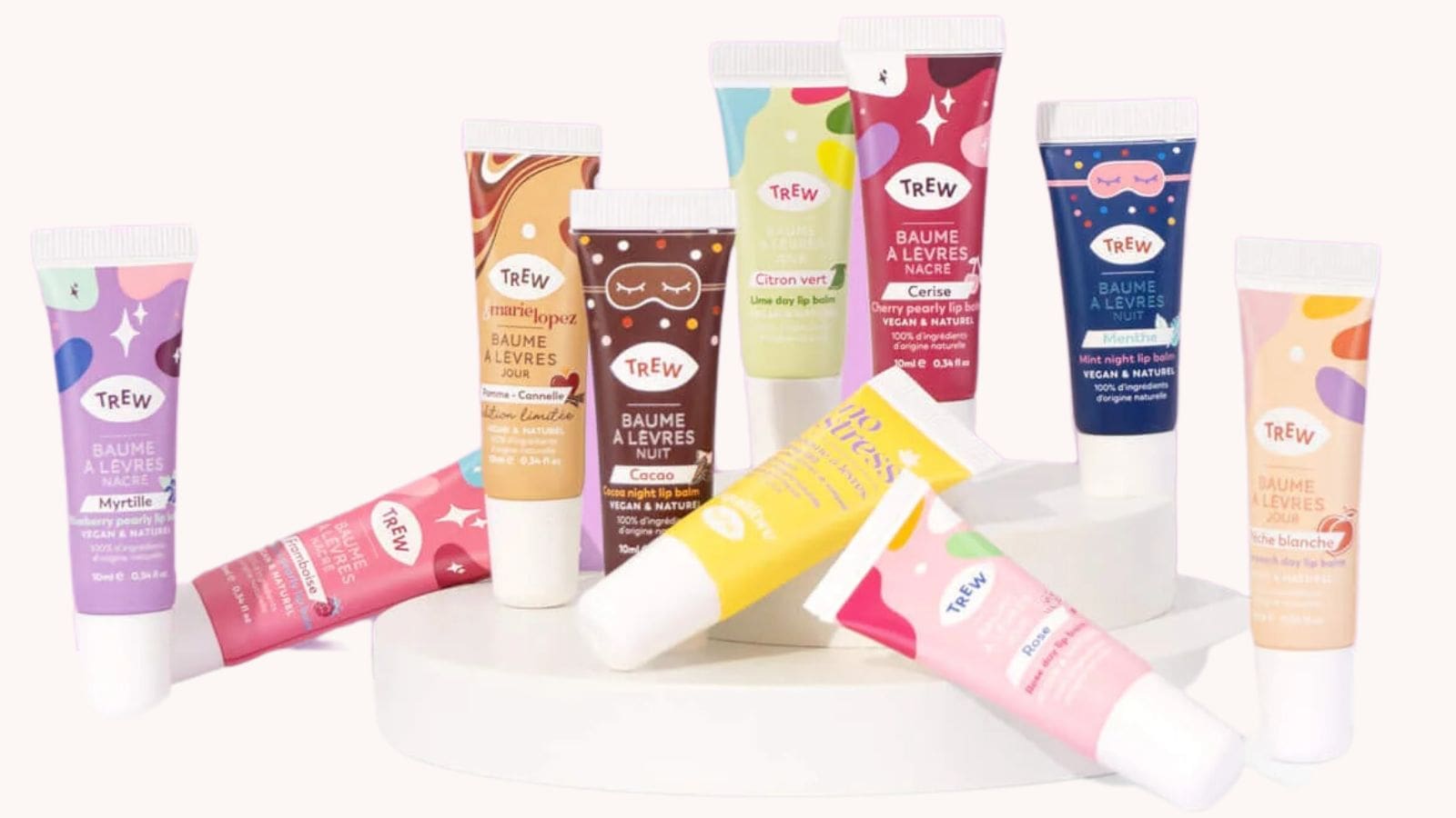 La gamme de baumes lèvres gourmands de la marque française Trew Cosmetic.