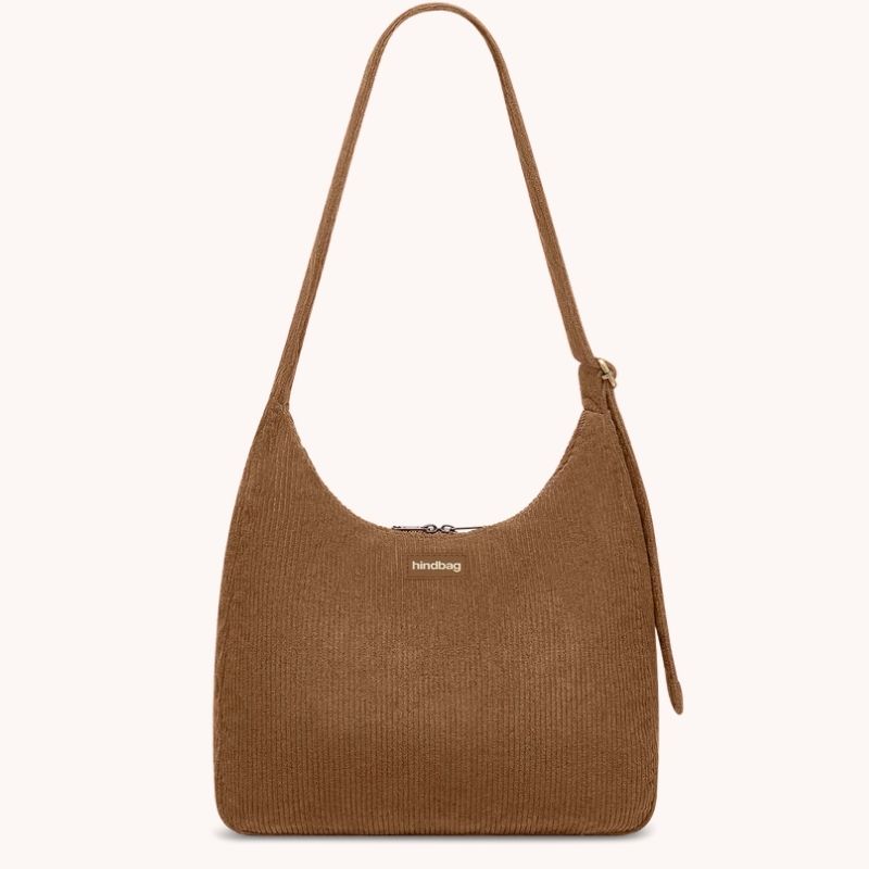 Le sac polyvalant bandoulière ou banane claire velours macchiato de Hindbag.