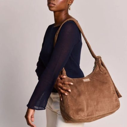 sac bandoulière hindbag claire version velours macchiato.